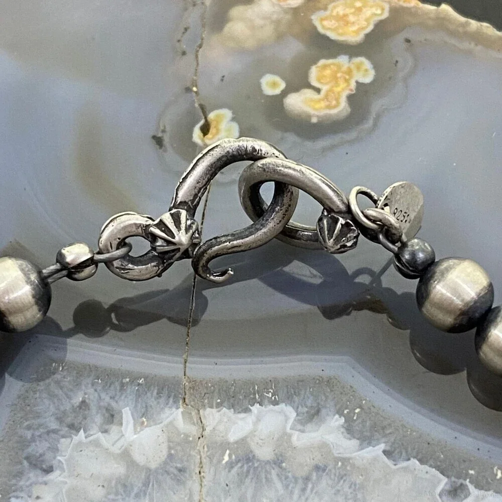 Navajo Pearl Beads 6 mm Sterling Silver Necklace Length 16